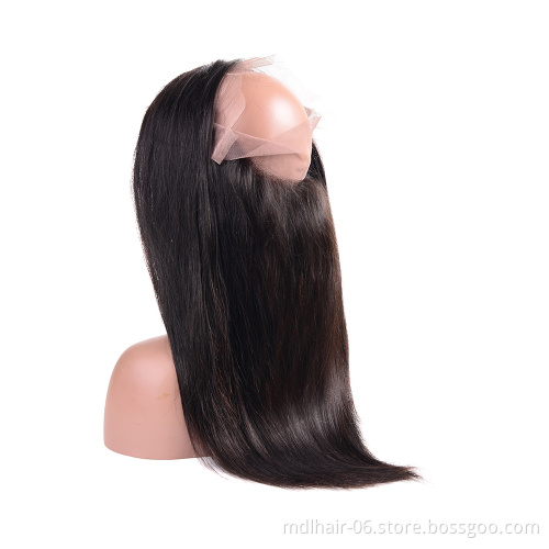 360 Lace Frontal Closure Straight Human Hair, Brazilian Virgin Human Hair Extensions Cuticle Aligned Lace Frontal 360